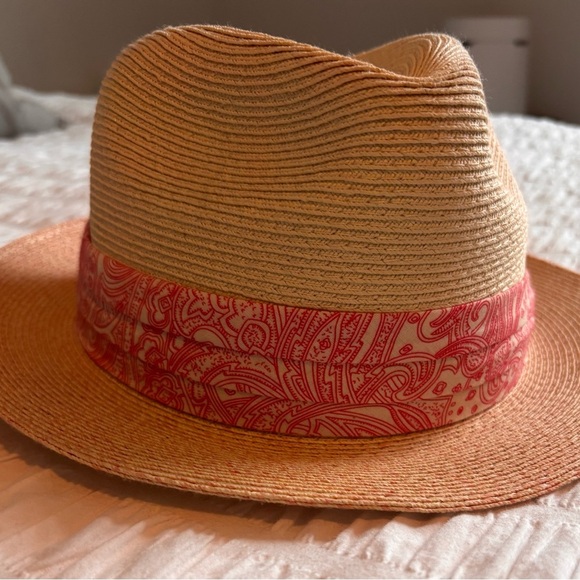 Stylish Tan and Light Pink Fedora with Pink Band - Picture 6 of 9